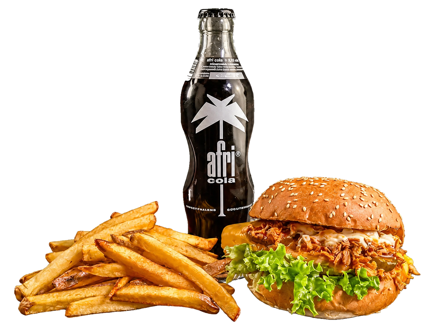 Chickenburger Menü mit Pommes und Getränk
