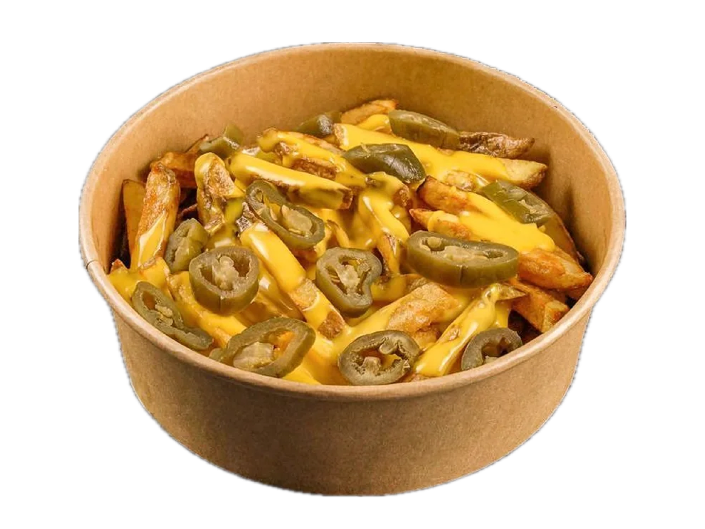 Fritten mit Jalapeños und Cheddar-Cheesesauce