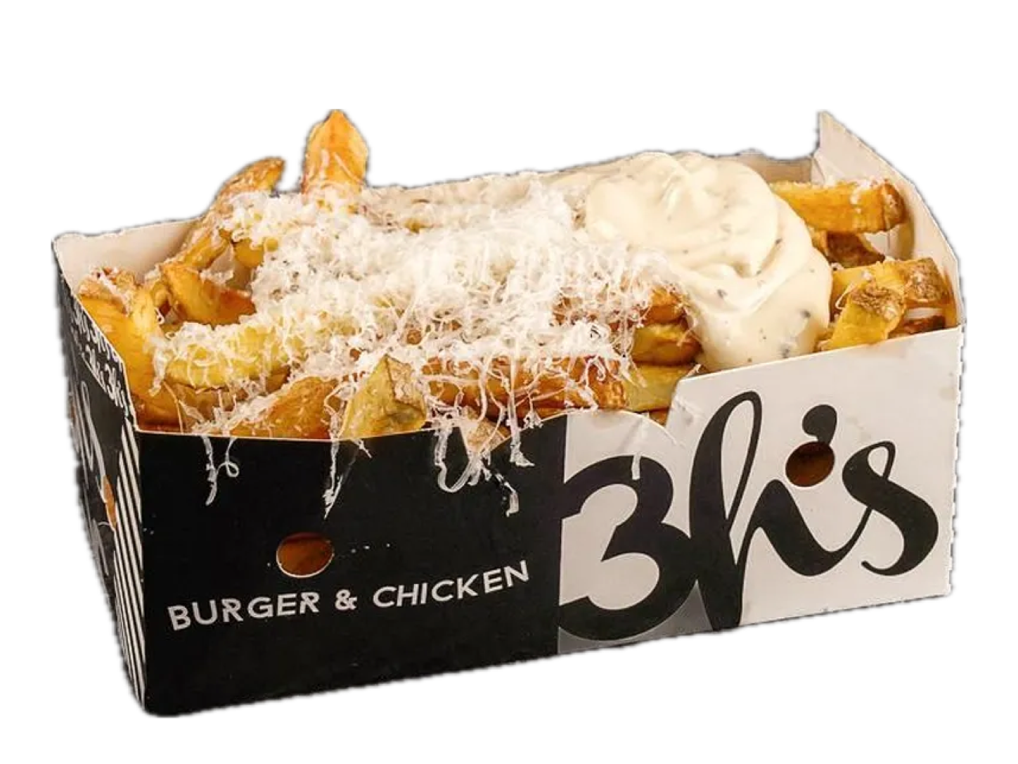 Fritten mit Trüffelmayo und geriebenem Parmesan